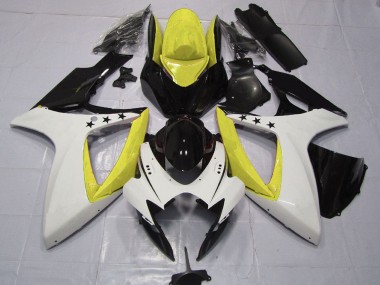 Carénages Moto Suzuki GSXR 600 / GSXR 750 2006-2007 - Jaune Blanc Noir Brillant Étoile