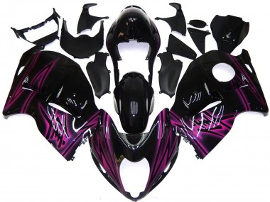 Carénages Moto Suzuki GSXR 1300 1996-2007 - Noir Brillant Violet Flamme