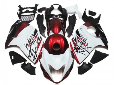 Carénages Moto Suzuki GSXR 1300 2008-2020 - Blanc Brillant Rouge Foncé
