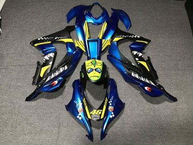 Carénages Moto Kawasaki ZX10R 2016-2020 - Bleu Métallisé Jaune Requin 46