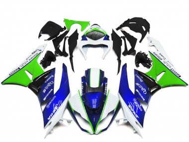 Carénages Moto Kawasaki ZX6R 2009-2012 - Blanc Vert Bleu Noir