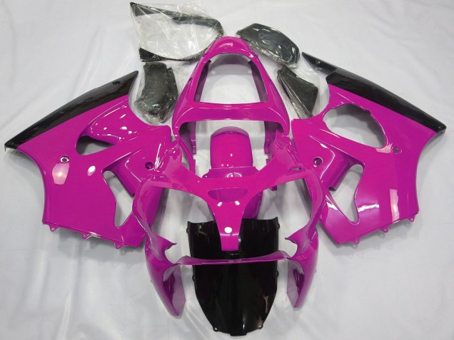 Carénages Moto Kawasaki ZX6R 2000-2002 - Rose Noir Brillant