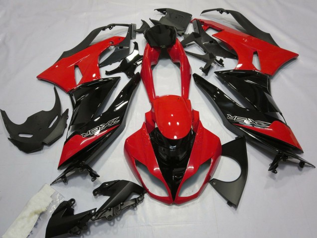Carénages Moto Kawasaki ZX6R 2009-2012 - Rouge Noir Brillant