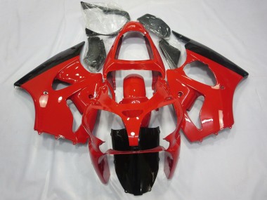 Carénages Moto Kawasaki ZX6R 2000-2002 - Rouge Noir Brillant