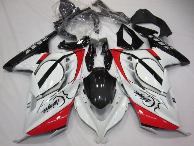 Carénages Moto Kawasaki Ninja 300 2013-2024 - Blanc Brillant Rouge Noir