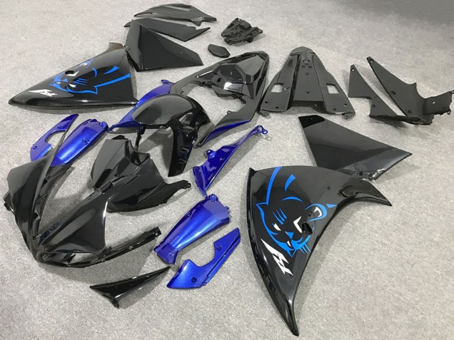 Carénages Moto Yamaha R1 2009-2011 - Noir Brillant Bleu Panther