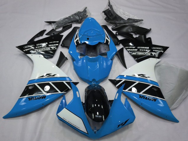 Carénages Moto Yamaha R1 2012-2014 - Bleu Blanc Noir Brillant