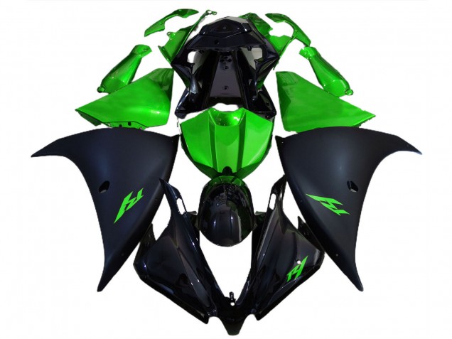 Carénages Moto Yamaha R1 2012-2014 - Noir Brillant Noir Mat Vert