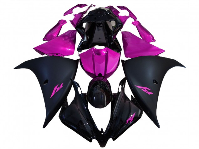 Carénages Moto Yamaha R1 2012-2014 - Noir Brillant Noir Mat Rose