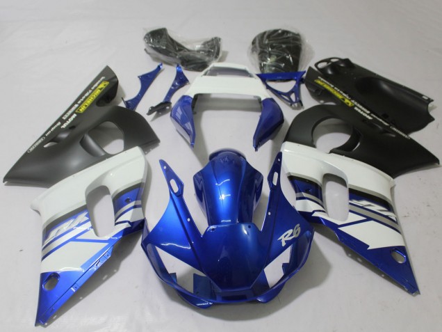 Carénages Moto Yamaha R6 1998-2002 - Blanc Bleu Noir Mat Jaune