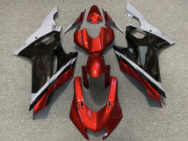 Carénages Moto Yamaha R6 2017-2025 - Gris Rouge Noir Brillant