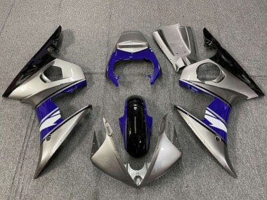 Carénages Moto Yamaha R6 2003-2004 - Argent Bleu Noir Brillant