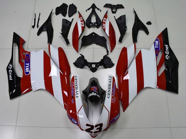 Carénages Moto Ducati 959 1299 2015-2020 - Blanc Rouge Noir Brillant Generali Tim 23
