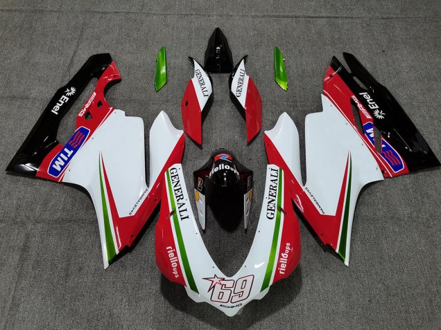 Carénages Moto Ducati 959 1299 2015-2020 - Blanc Rouge Vert Noir Brillant Generali Tim 69