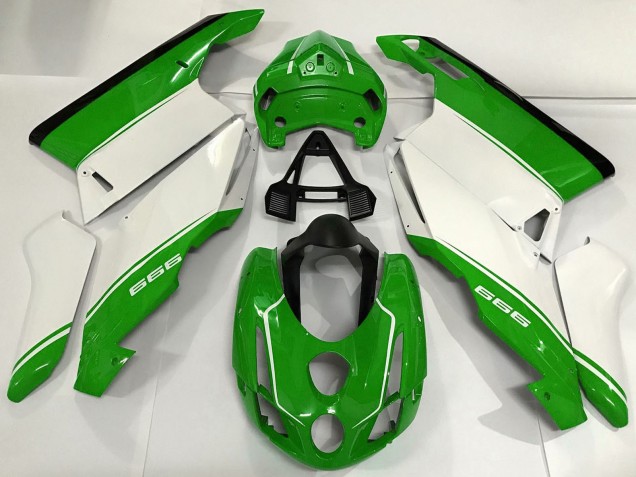 Carénages Moto Ducati 999 2003-2004 - Blanc Vert Noir