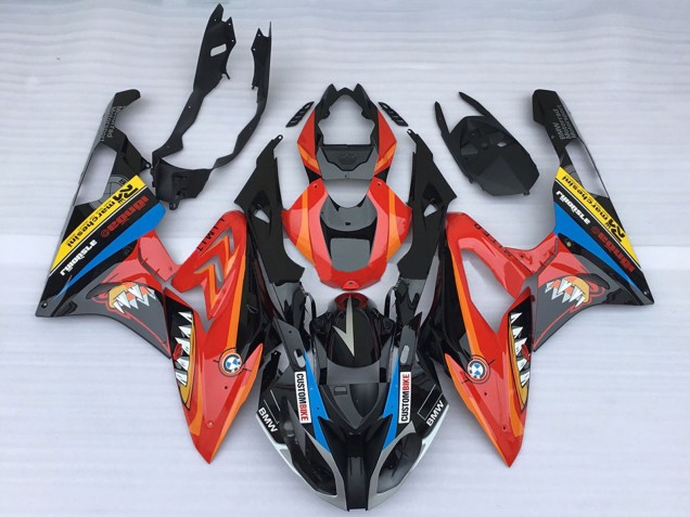 Carénages Moto BMW S1000RR 2015-2016 - Rouge Noir Brillant Requin