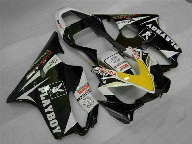 Carénages Moto Honda CBR600 F4i 2001-2003 - Blanc Jaune Noir Brillant Playboy