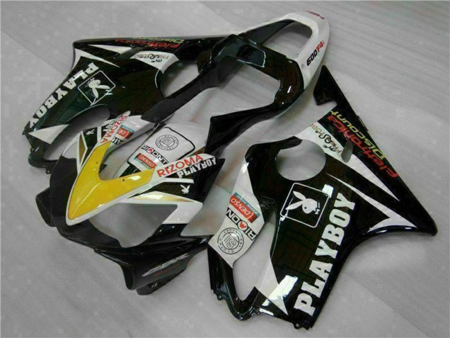 Carénages Moto Honda CBR600 F4i 2001-2003 - Blanc Jaune Noir Brillant Playboy