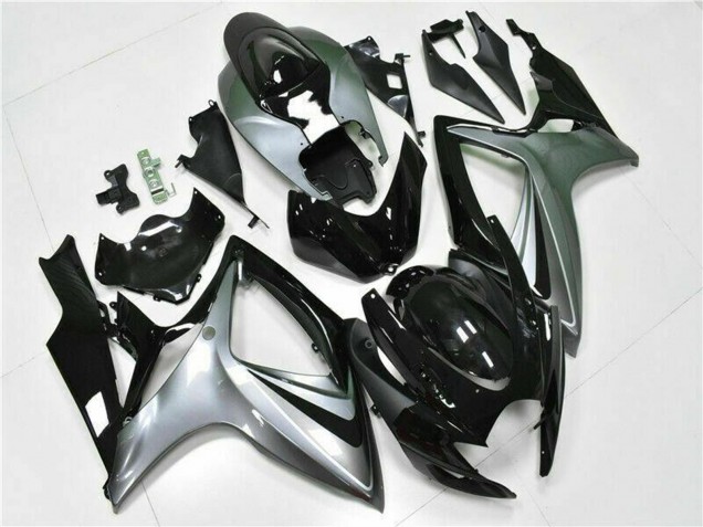 Carénages Moto Suzuki GSXR 600/750 2006-2007 - Argent Noir Brillant