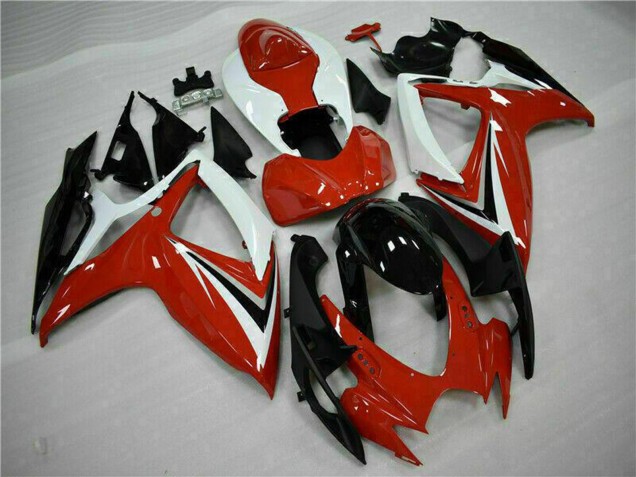 Carénages Moto Suzuki GSXR 600/750 2006-2007 - Blanc Rouge Noir Brillant Bande