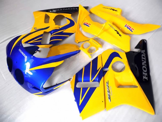 Carénages Moto Honda CBR400RR NC23 1987-1989 - Jaune Bleu Noir Brillant