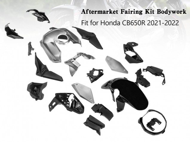 Carénages Moto Honda CB650R 2019-2022 - Argent Noir