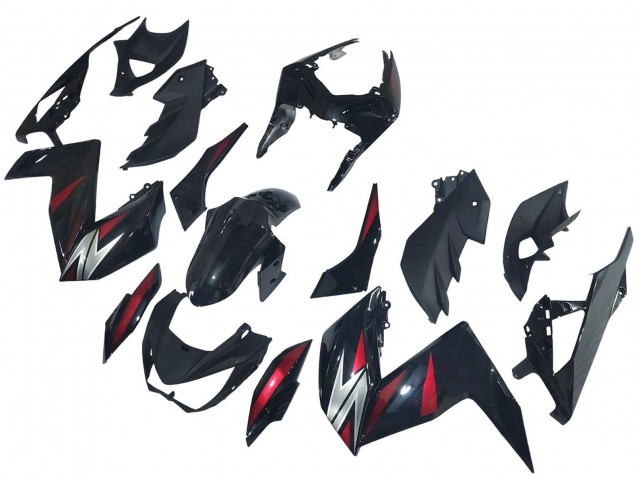 Carénages Moto Kawasaki Z250/Z300 2015-2016 - Noir Brillant Rouge Argent