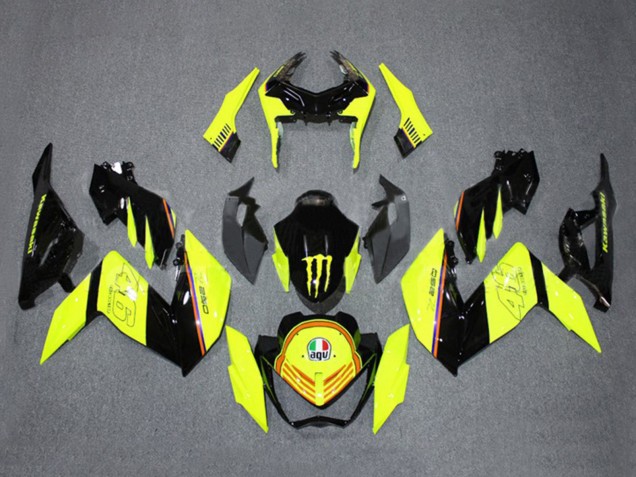 Carénages Moto Kawasaki Z250/Z300 2015-2016 - Jaune Noir Brillant Monstre