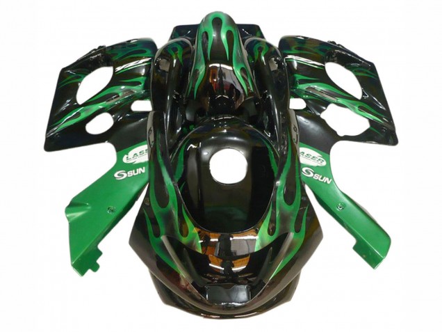 Carénages Moto Yamaha YZF600R Thundercat 1996-2007 - Noir Vert Foncé Flamme