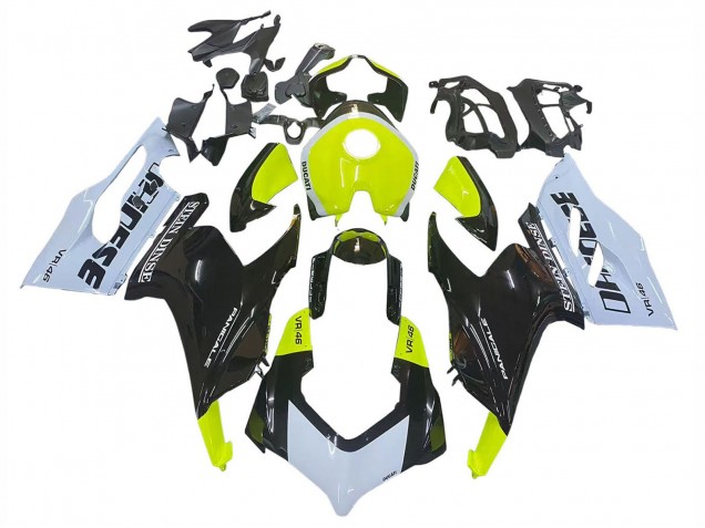 Carénages Moto Ducati Panigale V2 2020-2024 - Blanc Vert Citron Noir Brillant Stein Dinse VR 46