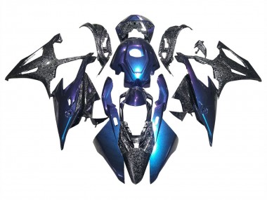 Carénages Moto BMW S1000RR 2019-2022 - Pente Bleu Violet Fibre de Carbone Forgée