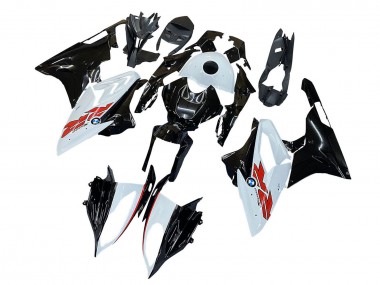 Carénages Moto BMW S1000RR 2015-2016 - Blanc Noir Fibre de Carbone