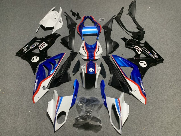 Plastique Moto ABS BMW S1000RR 2009-2014 - Blanc Rouge Bleu Noir Brillant