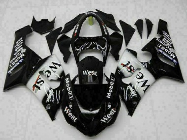 Carénages Moto Kawasaki ZX6R 2005-2006 - Noir Brillant Blanc West