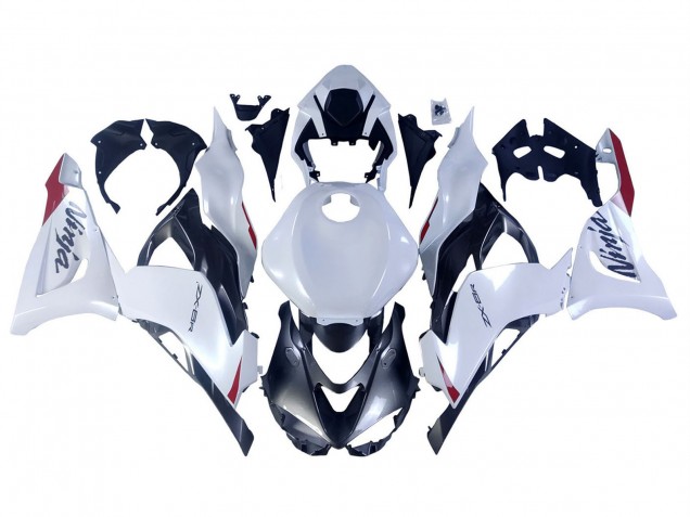 Carénages Moto Kawasaki ZX6R 2023-2025 - Blanc Perle Noir Rouge