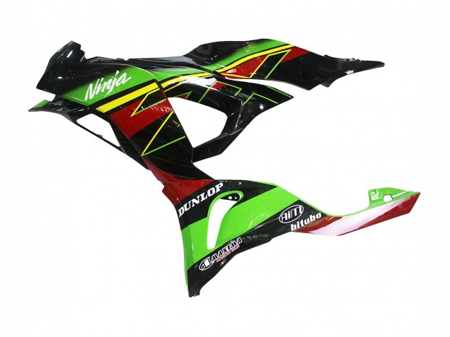 Carénages Moto Kawasaki ZX6R 2023-2025 - Vert Noir Rouge Jaune Dunlop