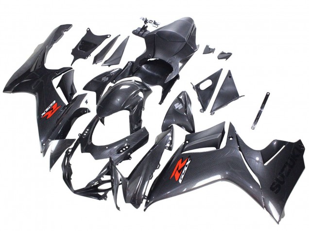Carénages Moto Suzuki GSXR 600 / GSXR 750 2011-2024 - Noir Fibre de Carbone Rouge