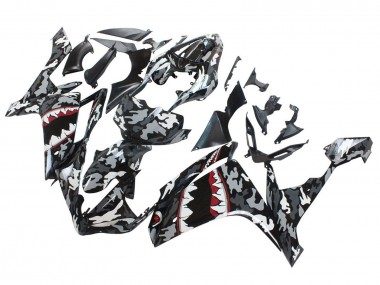 Carénages Moto Yamaha YZF 1000 R1 2007-2008 - Gris Blanc Camouflage Requin