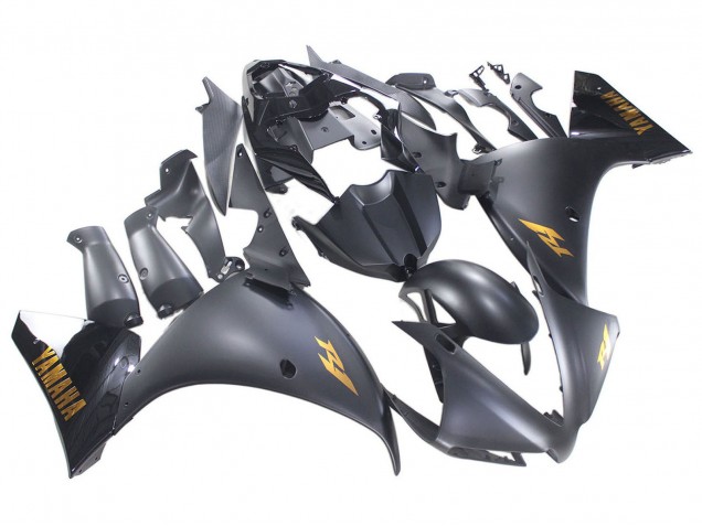 Carénages Moto Yamaha YZF 1000 R1 2012-2014 - Noir Mat Or Décalque