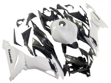 Carénages Moto Kawasaki ZX6R 2019-2022 - Blanc Noir Fibre de Carbone