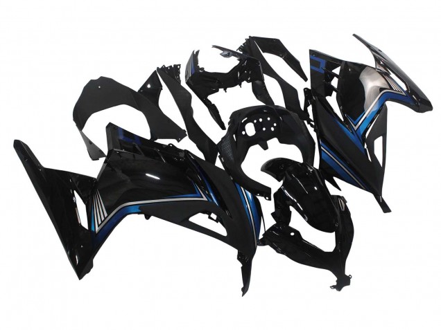 Carénages Moto Kawasaki EX300 2013-2024 - Noir Brillant Bleu