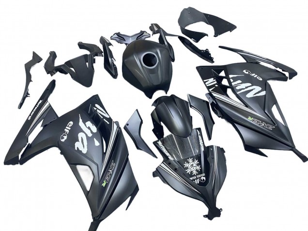 Carénages Moto Kawasaki EX300 2013-2024 - Noir Mat Blanc Elf Neige