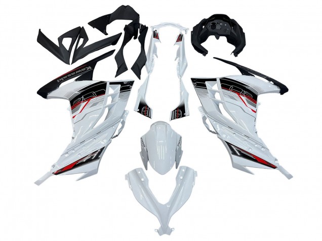 Carénages Moto Kawasaki EX300 2013-2024 - Blanc Rouge Noir