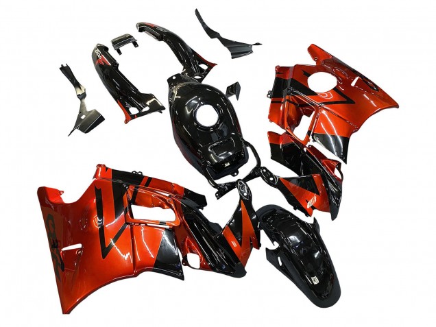 Carénages Moto Honda CBR600 F2 1991-1994 - Orange Noir Brillant