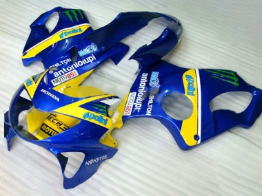 Carénages Moto Honda CBR600 F4 1999-2000 - Bleu Jaune Vert Monstre