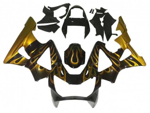 Carénages Moto Honda CBR900RR 929 2000-2001 - Noir Brillant Or Flamme