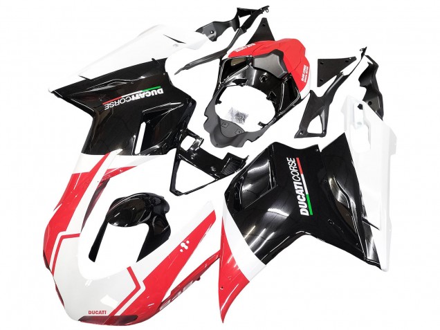 Carénages Moto Ducati 848/1098/1198 2007-2014 - Blanc Rouge Noir Brillant