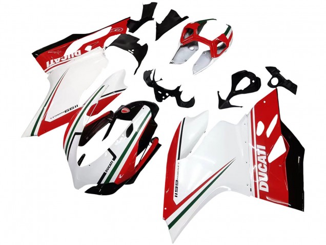 Carénages Moto Ducati 1199 2011-2014 - Blanc Rouge Vert Noir Brillant