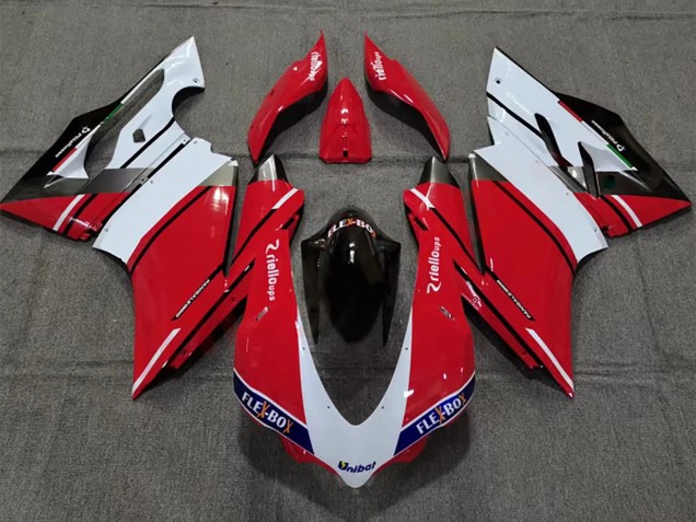 Carénage Moto Ducati 959/1299 2015-2020 - Blanc Rouge Noir Brillant Unibat Flex-Box