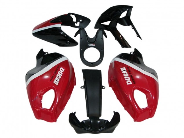 Carénages Moto Ducati Monster 696 796 1100 1100S 2008-2012 - Rouge Blanc Noir Brillant